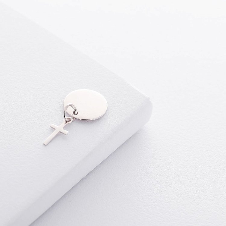 Срібна підвіска з хрестиком (для гравіювання) 132813 від ювелірного магазину Онікс