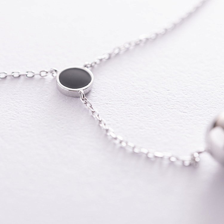 Срібне кольє "Шар" з емаллю 181069 від ювелірного магазину Онікс - 2