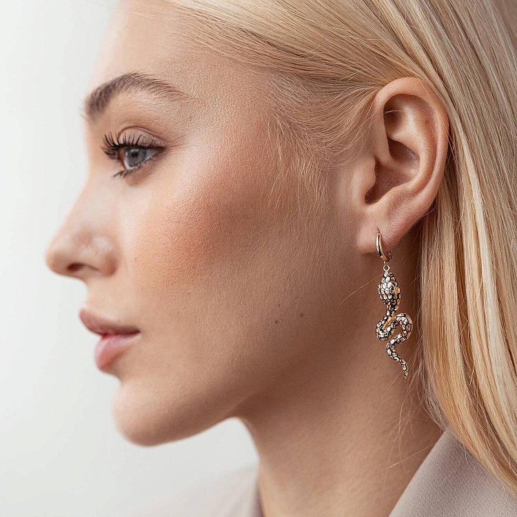 Золоті сережки "Змії" (емаль) с07710 від ювелірного магазину Онікс - 1