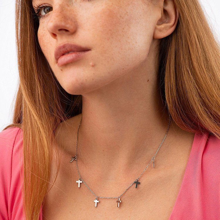 Серебряное колье "Крестики" (6 шт) 18950 от ювелирного магазина Оникс - 3