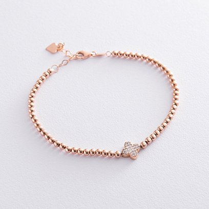 Кульковий браслет "Конюшина" в червоному золоті б04434