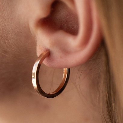 Серьги - кольца в красном золоте с08328 №4