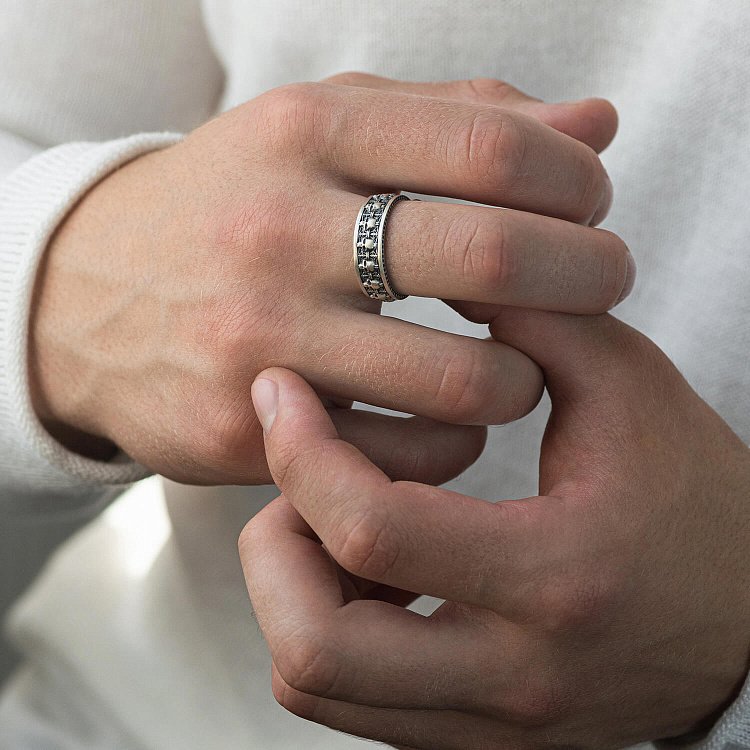 Мужское серебряное кольцо с черепами 1164 от ювелирного магазина Оникс - 3