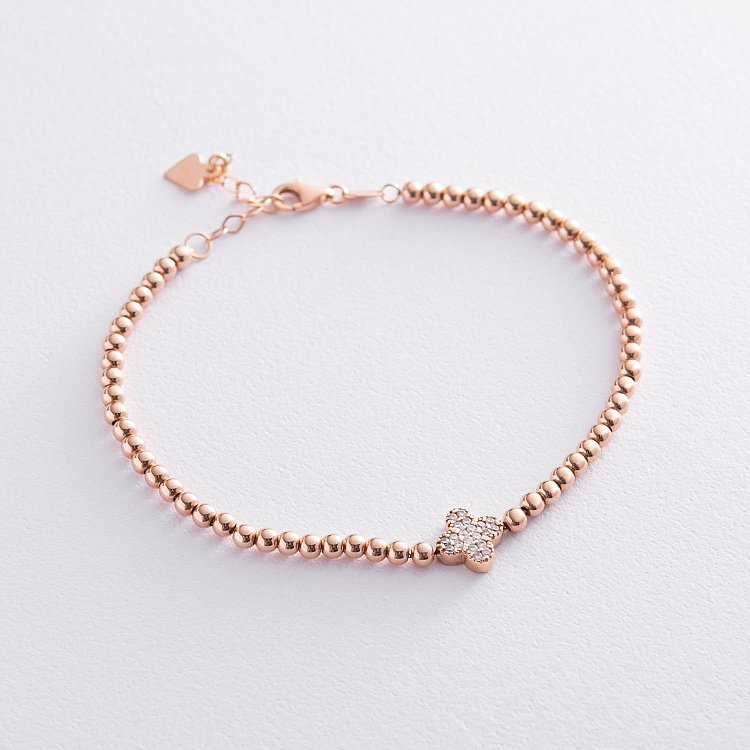 Кульковий браслет "Конюшина" в червоному золоті б04434 від ювелірного магазину Онікс