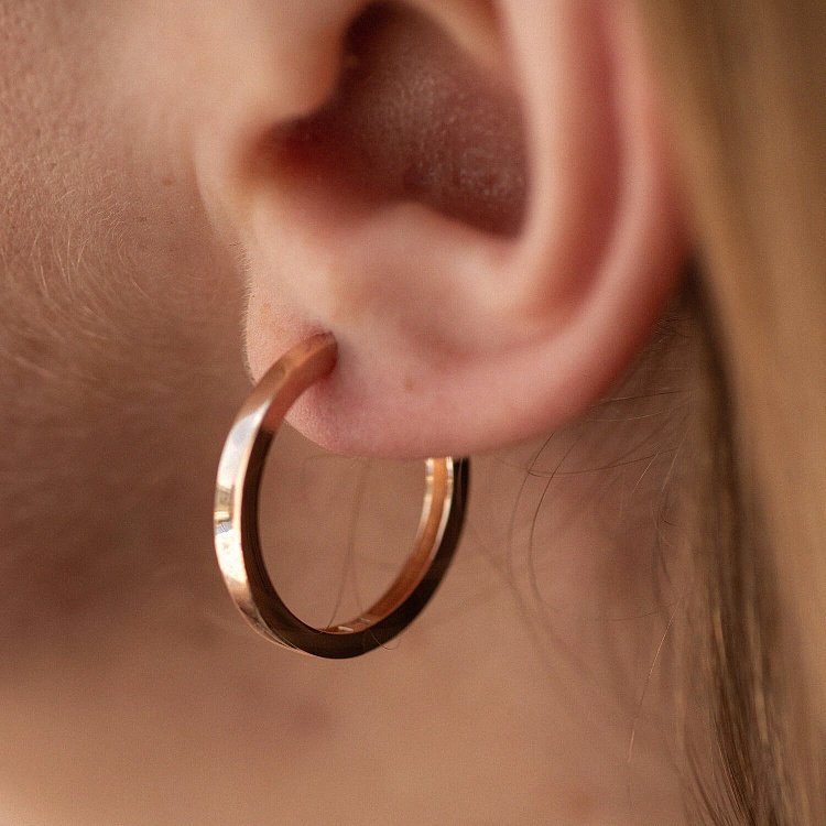 Серьги - кольца в красном золоте с08328 от ювелирного магазина Оникс - 3