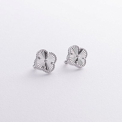 Сережки "Конюшина" в білому золоті с08872