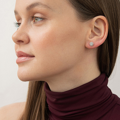 Золотые серьги - пусеты с бриллиантами сб0635ca №4