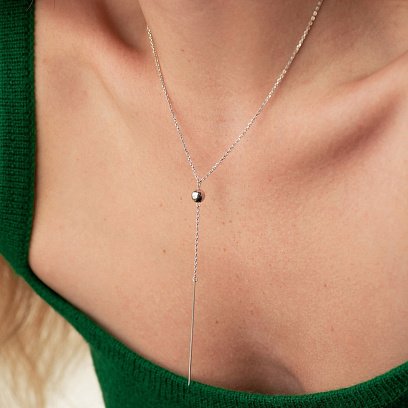 Серебряное колье - галстук "Шарик" 908-01360 №2