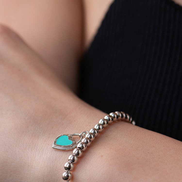 Срібний браслет "Сердечко" з емаллю 141558 від ювелірного магазину Онікс - 2