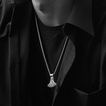 Срібний кулон - сокира "Шолом жаху" 7044 №8