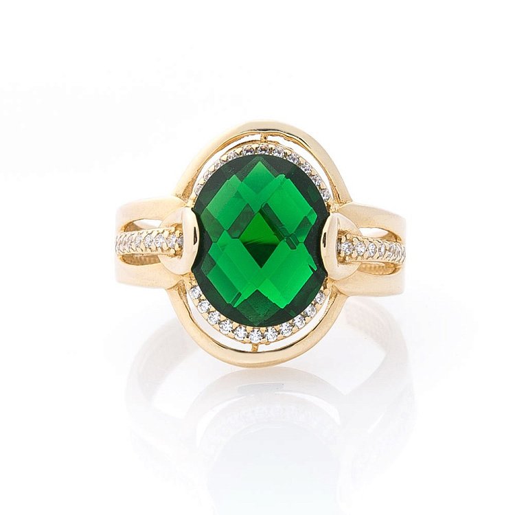 Ексклюзивна золота каблучка з фіанітами к04418 від ювелірного магазину Онікс - 2