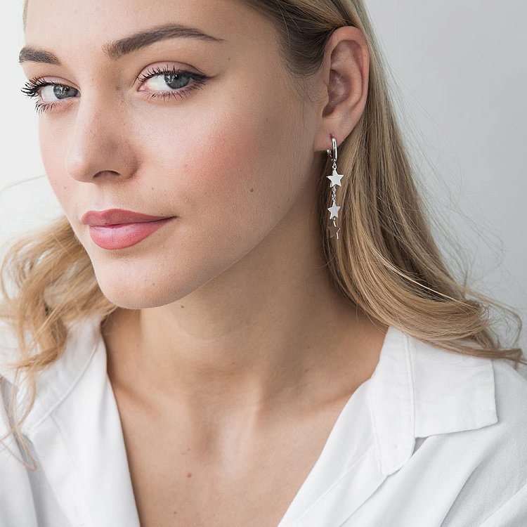 Срібні сережки "Зірочки" 122246 від ювелірного магазину Онікс - 3