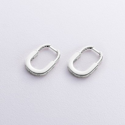 Сережки "Camilla" у білому золоті (фіаніти) с08808 №3