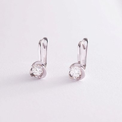 Золоті сережки "Квіточки" з діамантами EDKU002