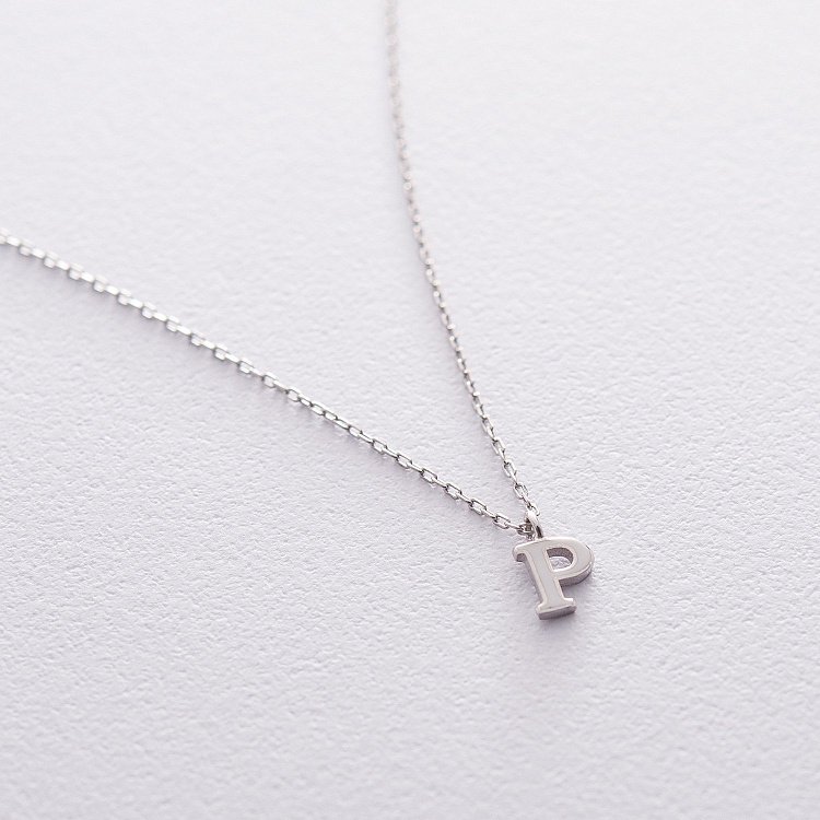 Срібне кольє з буквою Р 18972б від ювелірного магазину Онікс