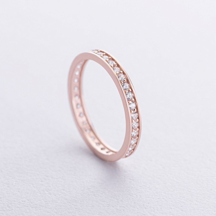 Кольцо с дорожкой фианитов (красное золото) к08014 от ювелирного магазина Оникс