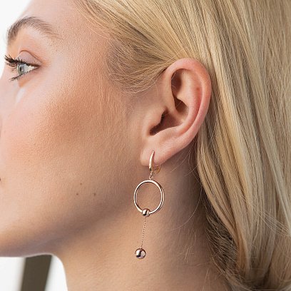 Золотые серьги "Уникальность" с шариками с07833