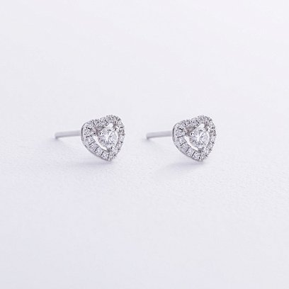 Золотые серьги - пусеты "Сердечки" с бриллиантами сб0506ca №3