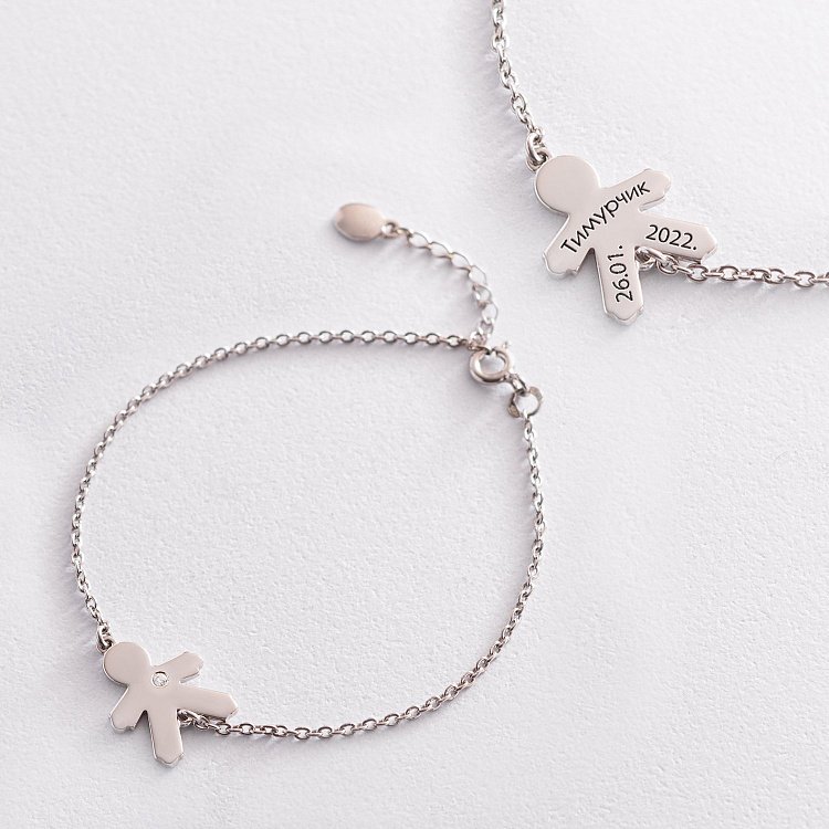 Браслет "Мальчик" в белом золоте (возможна гравировка) з2078б от ювелирного магазина Оникс - 2