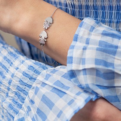 Золотий браслет "Дві дівчинки" з фіанітами б04111 №2