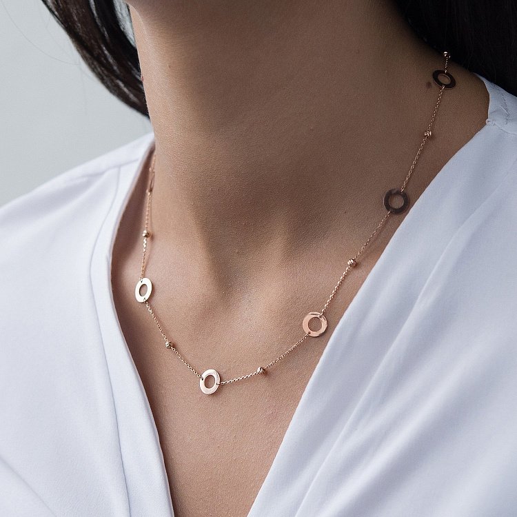 Золоте кольє з кружечками кол01514 від ювелірного магазину Онікс - 1