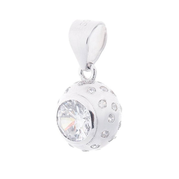 Серебряный кулон с фианитом 132643 от ювелирного магазина Оникс