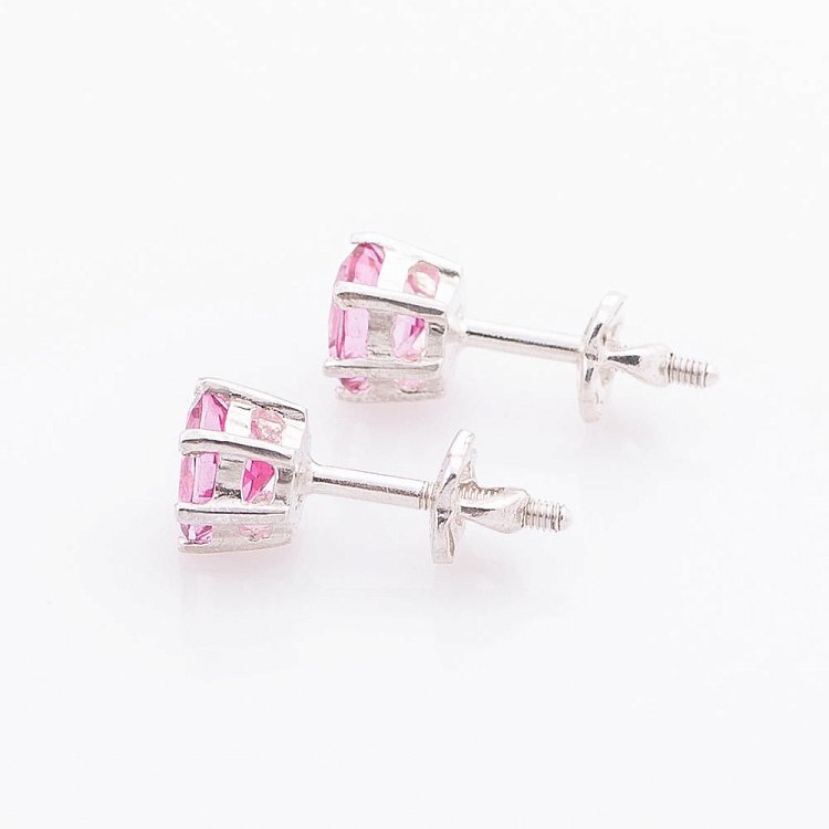 Срібні сережки-пусети з рожевим топазом 6 мм 121975 від ювелірного магазину Онікс - 2