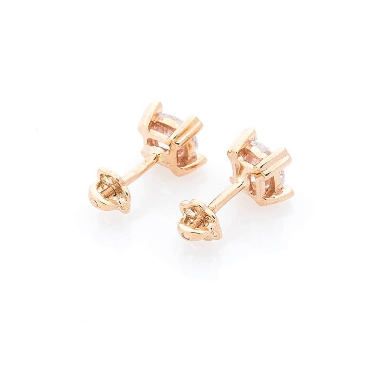 Золотые серьги-пусеты с фианитами с05222 от ювелирного магазина Оникс - 1