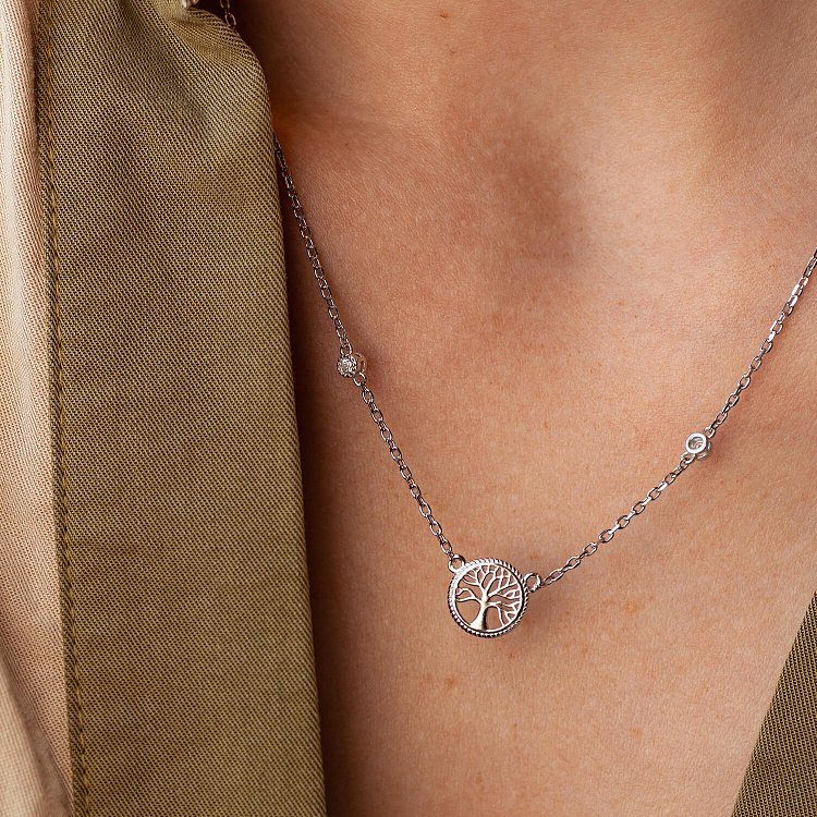 Серебряное колье "Древо жизни" (фианит) 18816 от ювелирного магазина Оникс - 8