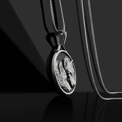 Срібний кулон "Вовча родина" (можливе гравіювання) 133219 №4