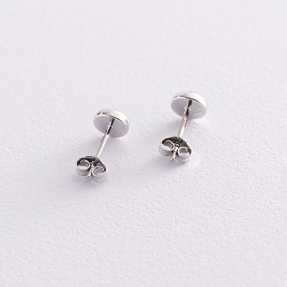 Золоті сережки-пусети "Сяйво" (синт. опал) 6 мм с05474 №3