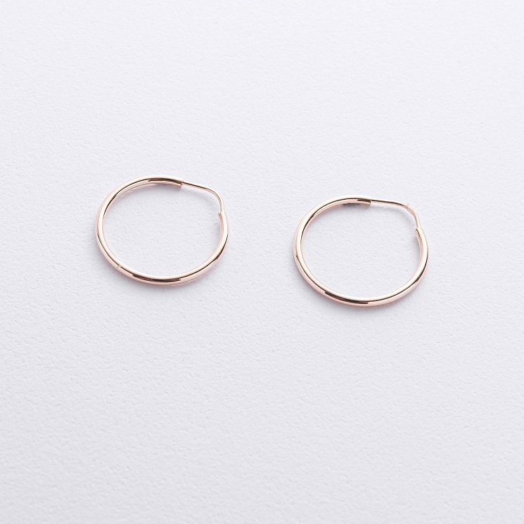 Сережки - кільця в червоному золоті с09223 від ювелірного магазину Онікс - 2