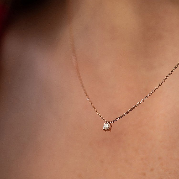 Золоте кольє з одним каменем (діамант) колб0114di від ювелірного магазину Онікс - 3