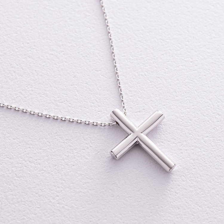 Кольє з хрестиком у білому золоті кол02356 від ювелірного магазину Онікс