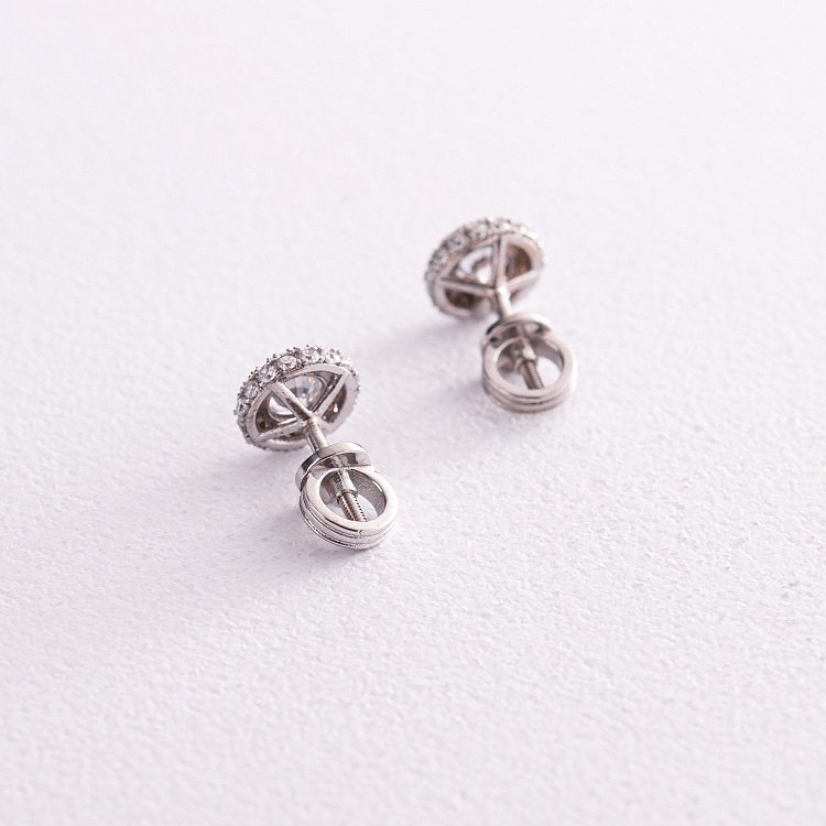 Серебряные серьги - пусеты с фианитами 842 от ювелирного магазина Оникс - 2