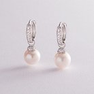 Золоті сережки з білими перлами і діамантами с681 от ювелирного магазина Оникс