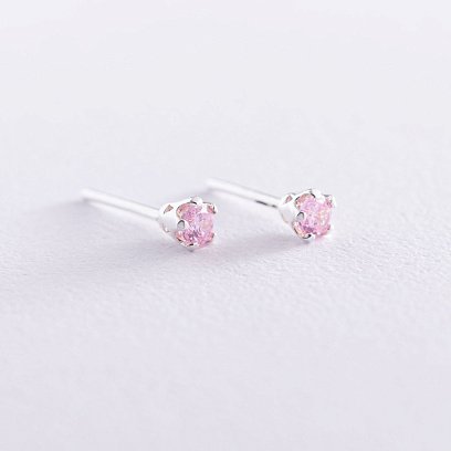 Серебряные серьги-гвоздики с фианитами 121890