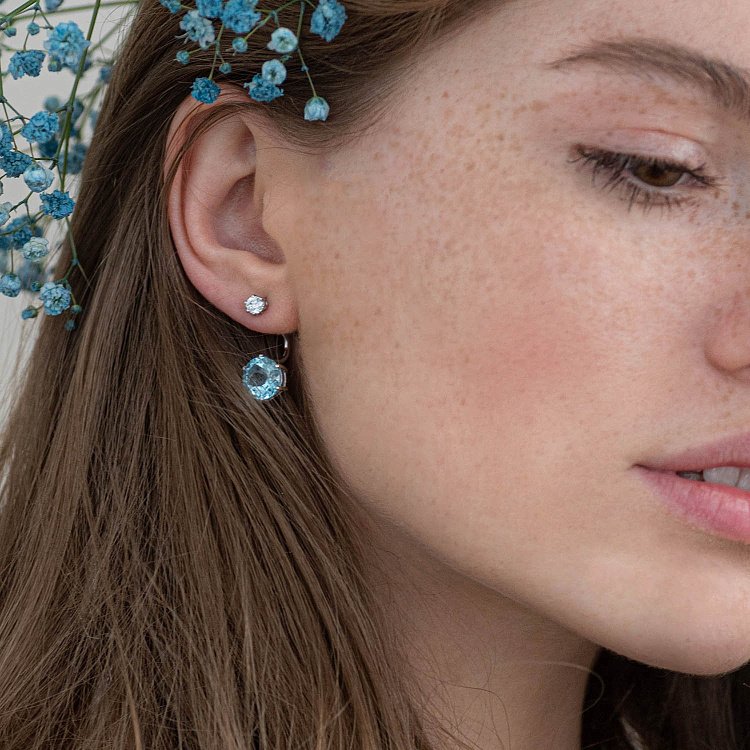 Золоті сережки - джекети "Магія" (фіаніт, топаз) с06946 від ювелірного магазину Онікс - 1