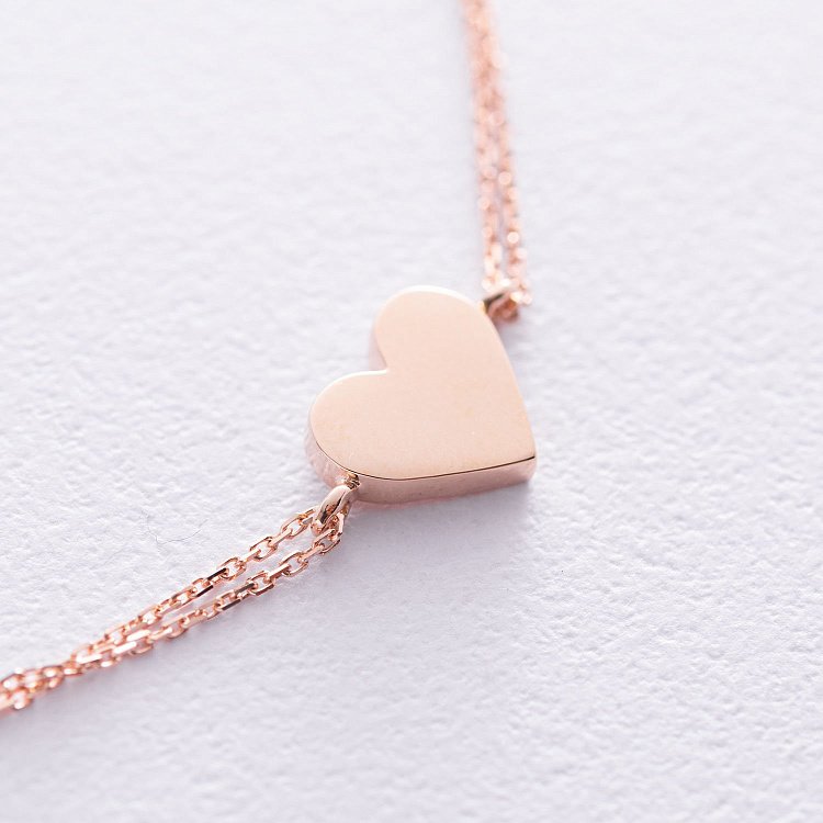 Золотой браслет "Сердце" б04480 от ювелирного магазина Оникс - 2