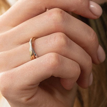 Кольцо из трех цветов золота к06703 №3