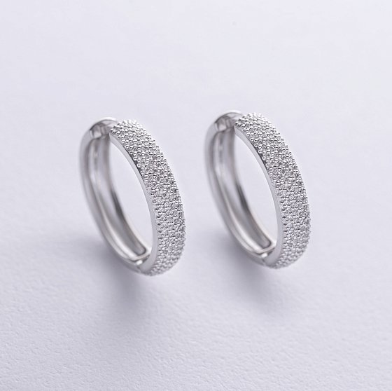 Серьги - кольца с бриллиантами (белое золото) 331001121