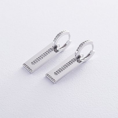 Золотые серьги с фианитами с06632