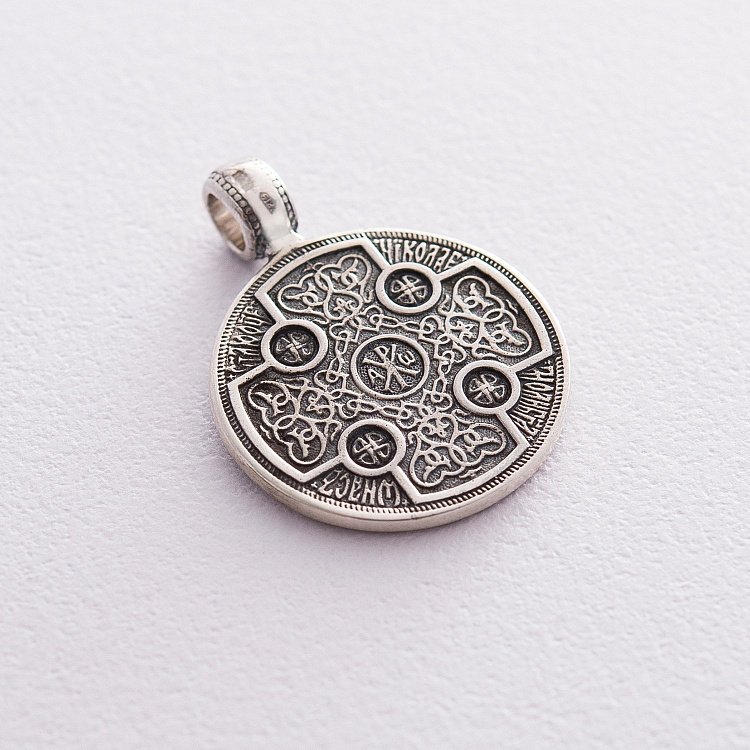 Серебряная подвеска "Св. Николай Чудотворец" с чернением 132987 от ювелирного магазина Оникс - 4