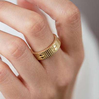 Кольцо "Love" в желтом золоте к08421 №4