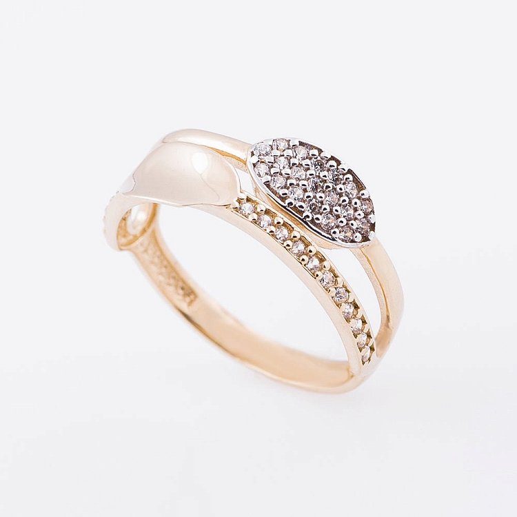 Золота каблучка з фіанітами к05219 від ювелірного магазину Онікс - 2