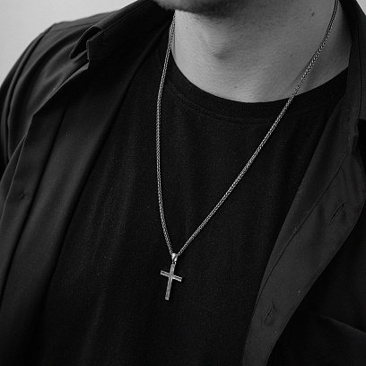 Срібний хрестик з чорнінням 132700ч №3