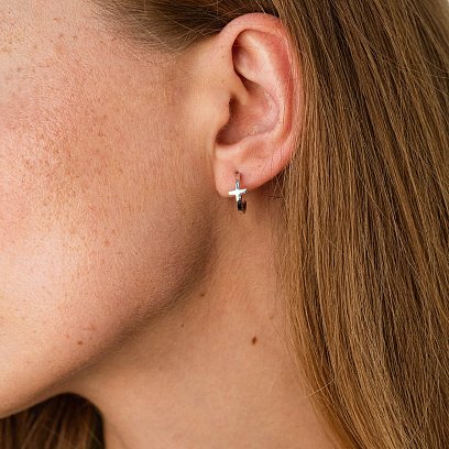 Серьги - пусеты "Крестики" в белом золоте с07012 №2