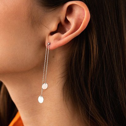 Серебряные серьги "Монетки на цепочке" 902-01112