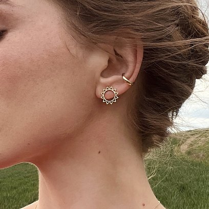 Золотые серьги - пусеты "Солнце" с07856