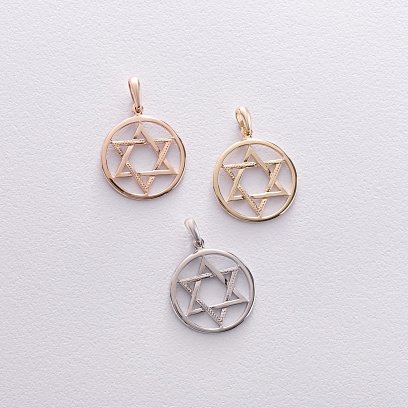 Кулон "Звезда Давида" в белом золоте п03880 №6